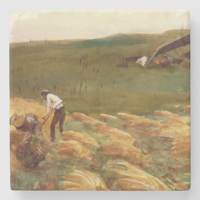 Crashed Aeroplane (by John Singer Sargent) Stone Coaster (Front)