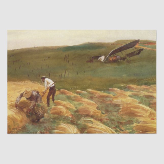 Crashed Aeroplane (by John Singer Sargent) Tissue Paper (Front)