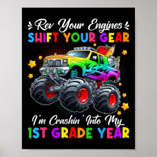 Crashin' Into My 1st Grade Monster Truck First Day Poster