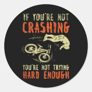 Crashing Mountain Bike Riding Biker Bicylce Cyclin Classic Round Sticker