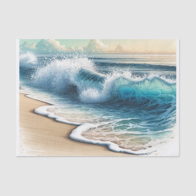 Crashing Ocean Waves Coastal Beach Wedding Tissue Paper (Front)