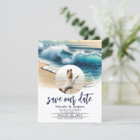 Crashing Ocean Waves Coastal Save the Date Photo