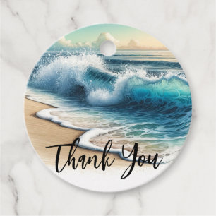 Crashing Ocean Waves Rustic Coastal Beach Wedding Favour Tags