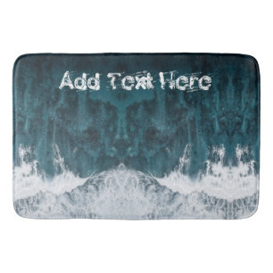 Crashing Ocean Waves with Personalized Text Bath Mat