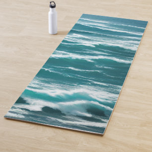Crashing Turquoise Ocean Waves Yoga Mat