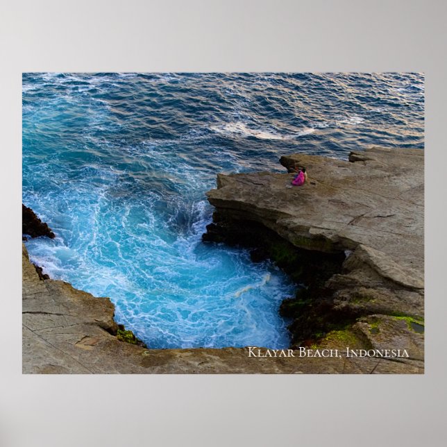 Crashing Wave Ocean Whirlpool Ocean Rocks Poster (Front)