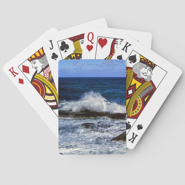 Crashing Wave On Rock Formation Playing Cards (Back)