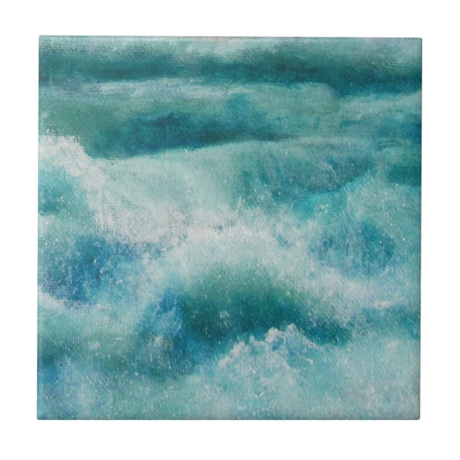 Crashing Waves Abstract Ocean Tile (Front)