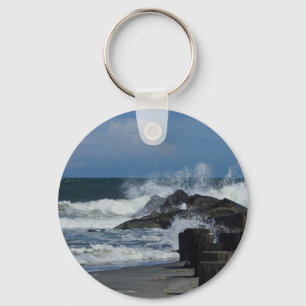 Crashing Waves At Folly Key Ring