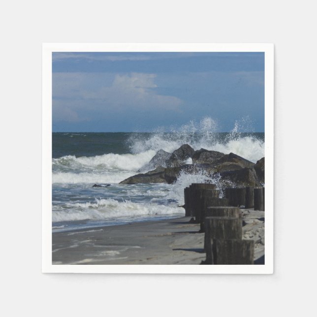 Crashing Waves At Folly Napkin (Front)