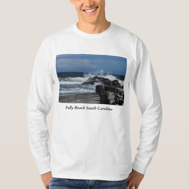 Crashing Waves At Folly T-Shirt (Front)