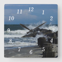 Crashing Waves At Folly Wall Clock