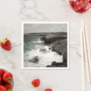 Crashing Waves Coastal Photo Napkin