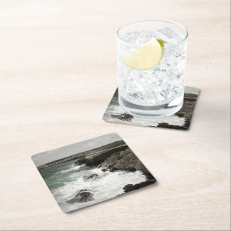 Crashing Waves Coastal Photo Square Paper Coaster