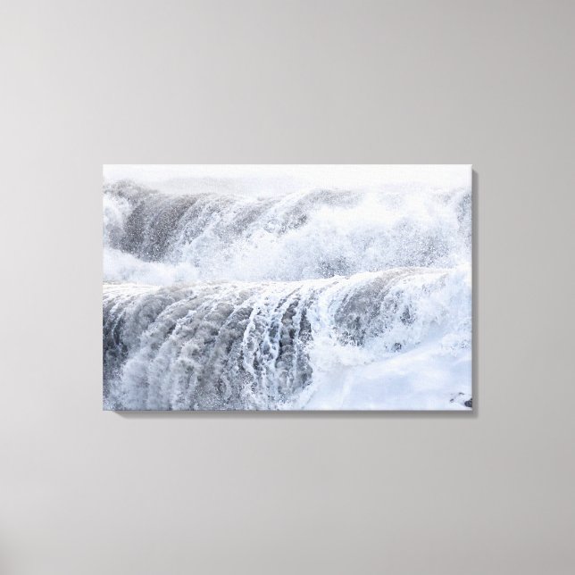 Crashing Waves In Winter Canvas Print (Front)