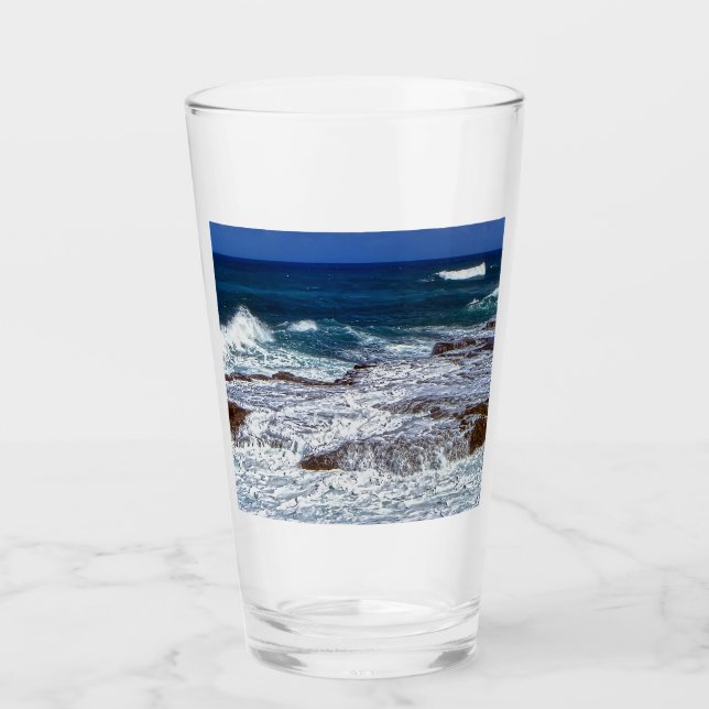 Crashing Waves On Rocks Glass (Front)
