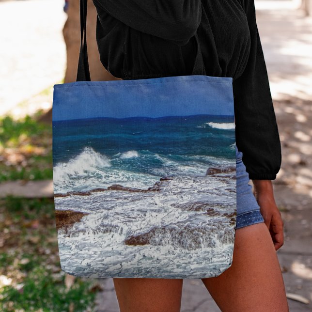 Crashing Waves On Rocks Tote Bag (Creator Uploaded)