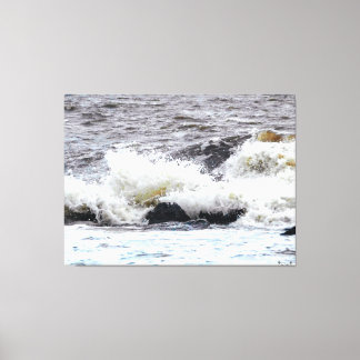 Crashing Waves on Rocky Shore Canvas Print
