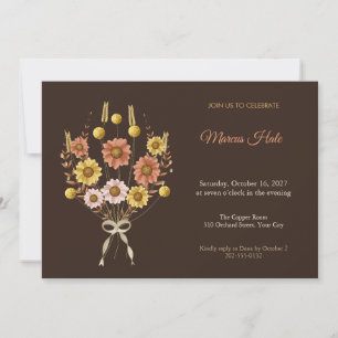 Craspedia Dried Bouquet 40th Birthday Invitation