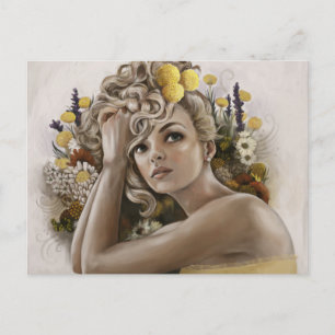 "Craspedia" Postcard of Painting