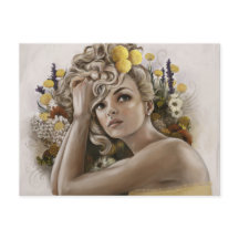 "Craspedia" Postcard of Painting