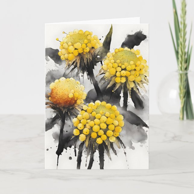 Craspedia - Watercolor flowers Card (Front)