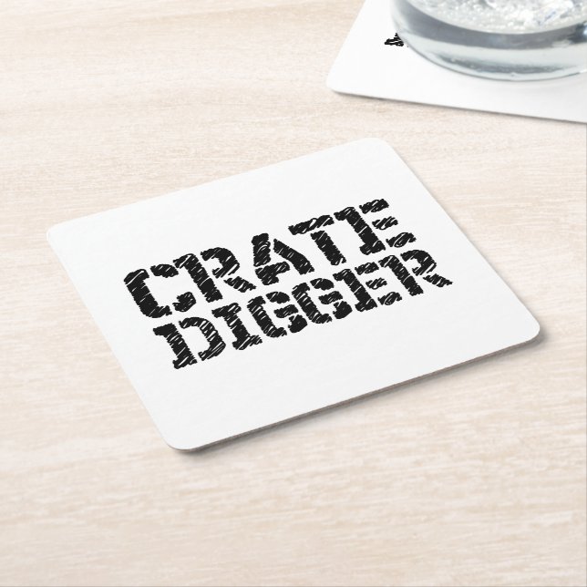 Crate Digger Square Paper Coaster (Angled)