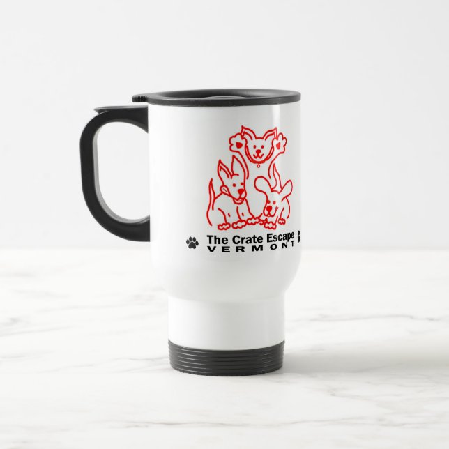 Crate Escape White Travel Mug (Left)