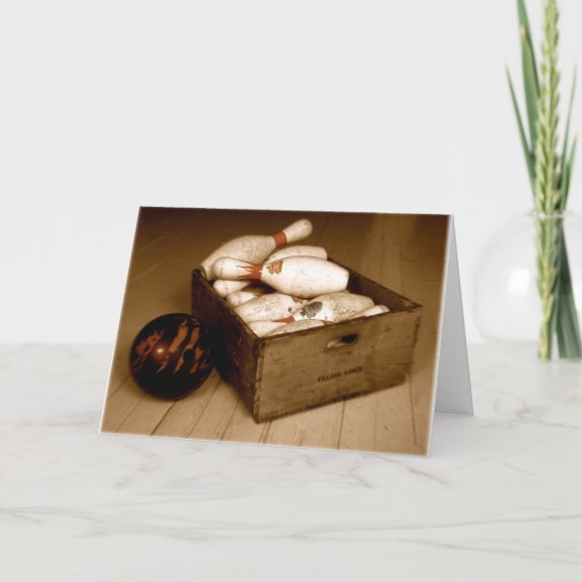 Crate of Old Bowling Pins Card (Front)