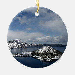Crater Lake and Wizard Island Ceramic Tree Decoration