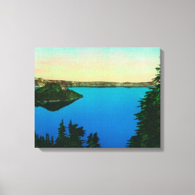 Crater Lake and Wizard Island View Canvas Print (Front)