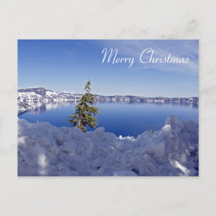 Crater Lake at winter - Merry Christmas Holiday Postcard