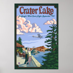 Crater Lake - Charles Lindbergh Flight - Poster