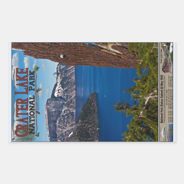 Crater Lake - Informational Poster Rectangular Sticker (Front)