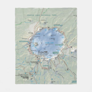 Crater Lake map fleece blanket