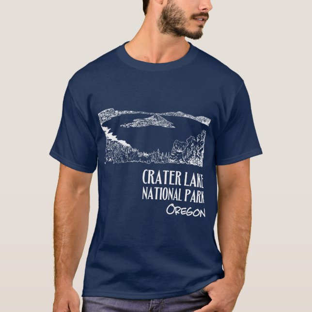 Crater Lake National Park Art Illustration T-Shirt (Front)