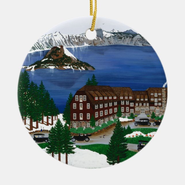 Crater Lake National Park Ceramic Tree Decoration (Front)