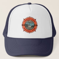 Crater Lake National Park Elk Retro Compass Emblem