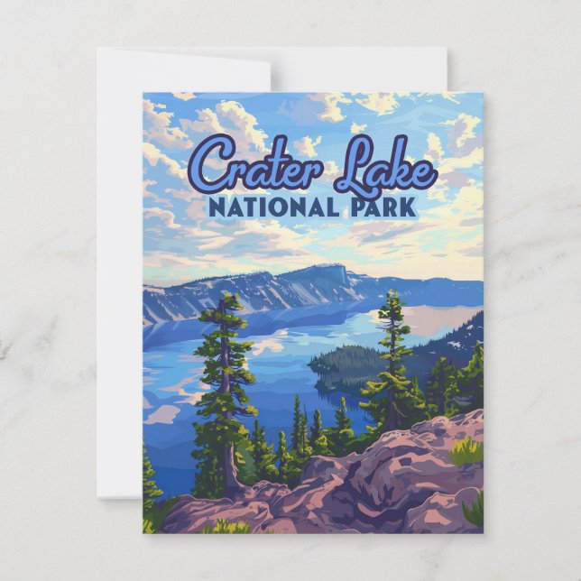 Crater Lake National Park Oregon Retro Card (Front)