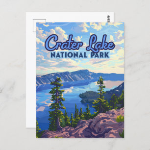 Crater Lake National Park Oregon Retro Postcard