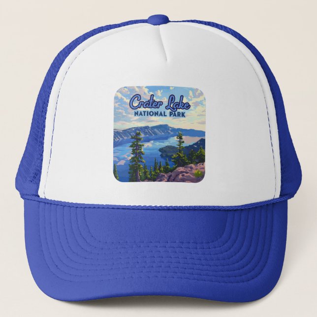 Crater Lake National Park Oregon Retro Trucker Hat (Front)