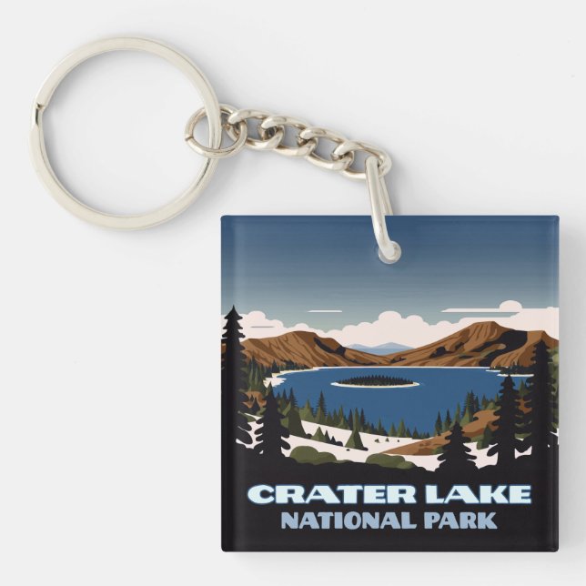 Crater Lake National Park Oregon Snow Key Ring (Front)