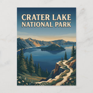 Crater Lake National Park Oregon Travel Poster Postcard
