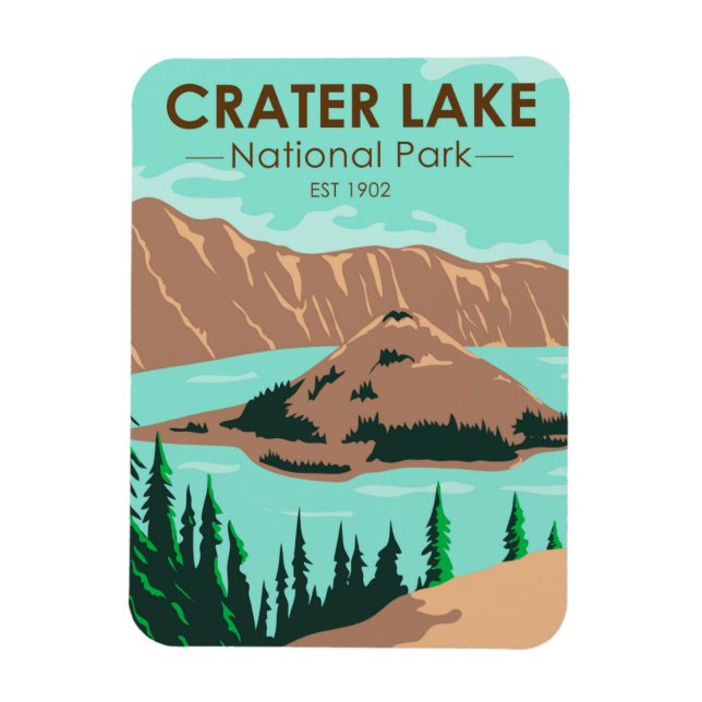  Crater Lake National Park Oregon Vintage Magnet (Vertical)