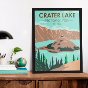 Crater Lake National Park Oregon Vintage Poster