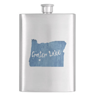 Crater Lake National Park Oregon Wood Grain Hip Flask