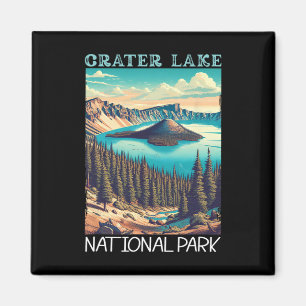 Crater Lake National Park Retro Hiking Camping Vac Magnet