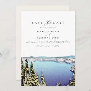 CRATER LAKE National Park Skyline Save the Date Invitation