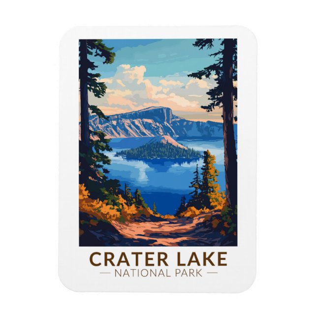Crater Lake National Park Travel Art Vintage Magnet (Vertical)
