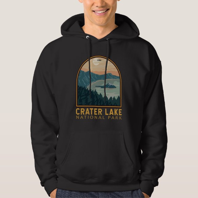 Crater Lake National Park Vintage Emblem Hoodie (Front)